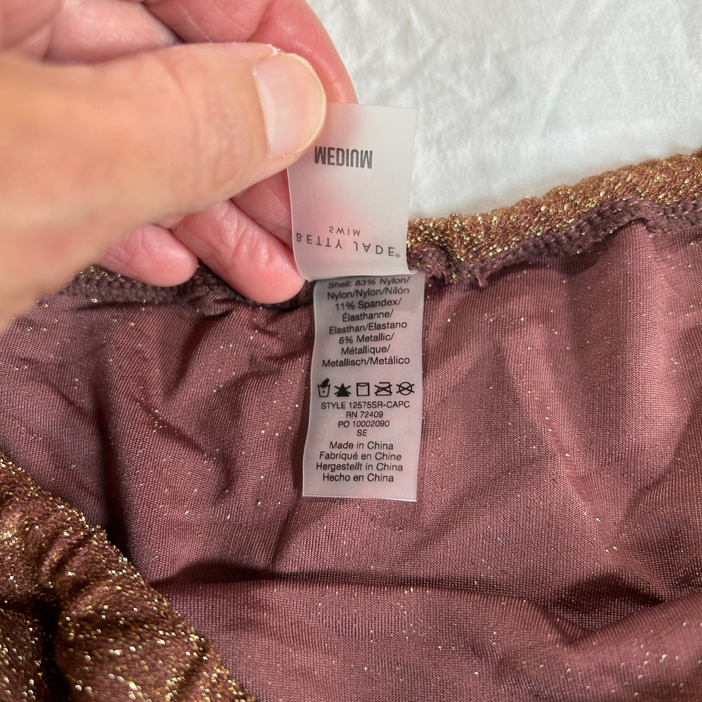 Betty Jade Swim Brown Lurex Foil Skirt Swim Coverup Medium 12575SR-CAPC - Picture 5 of 10